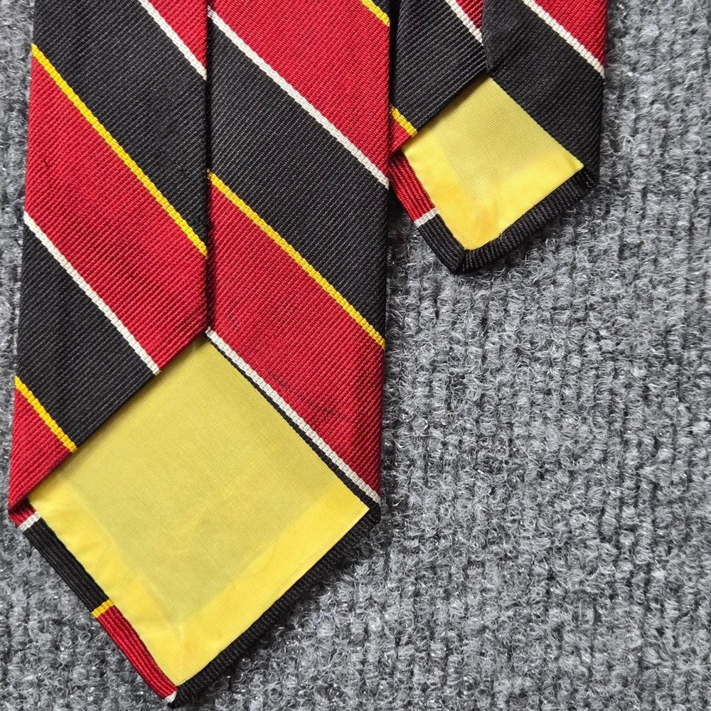 Beecroft & Bull Necktie Mens OS Red Black Yellow Striped Silk Tie Regiment